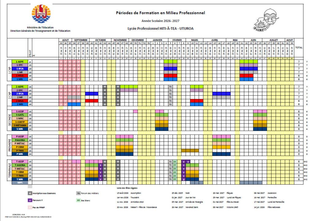 Calendrier PFMP 2026 2027